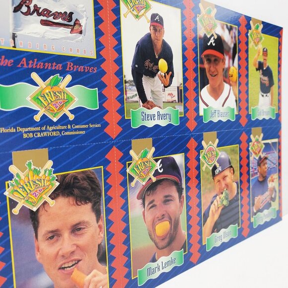 Atlanta Braves Vintage 1993 Nutrition Edition Baseball Cards Sheet Uncut 90s MLB - Picture 6 of 12